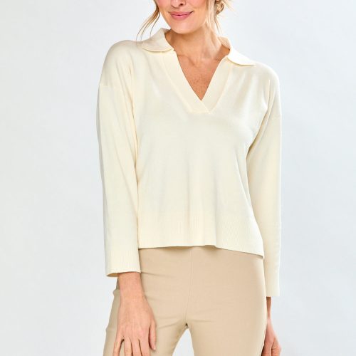 Woman in ivory sweater 