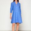 The Linen Bea Shirtdress in Azure