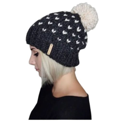 Navy/ivory handmade beanie