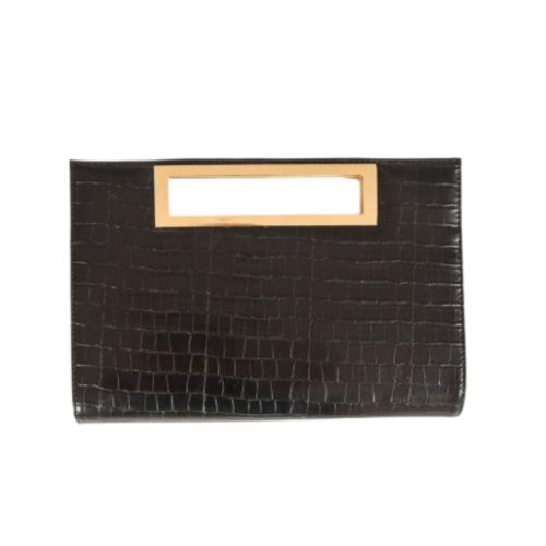 Black croc clutch