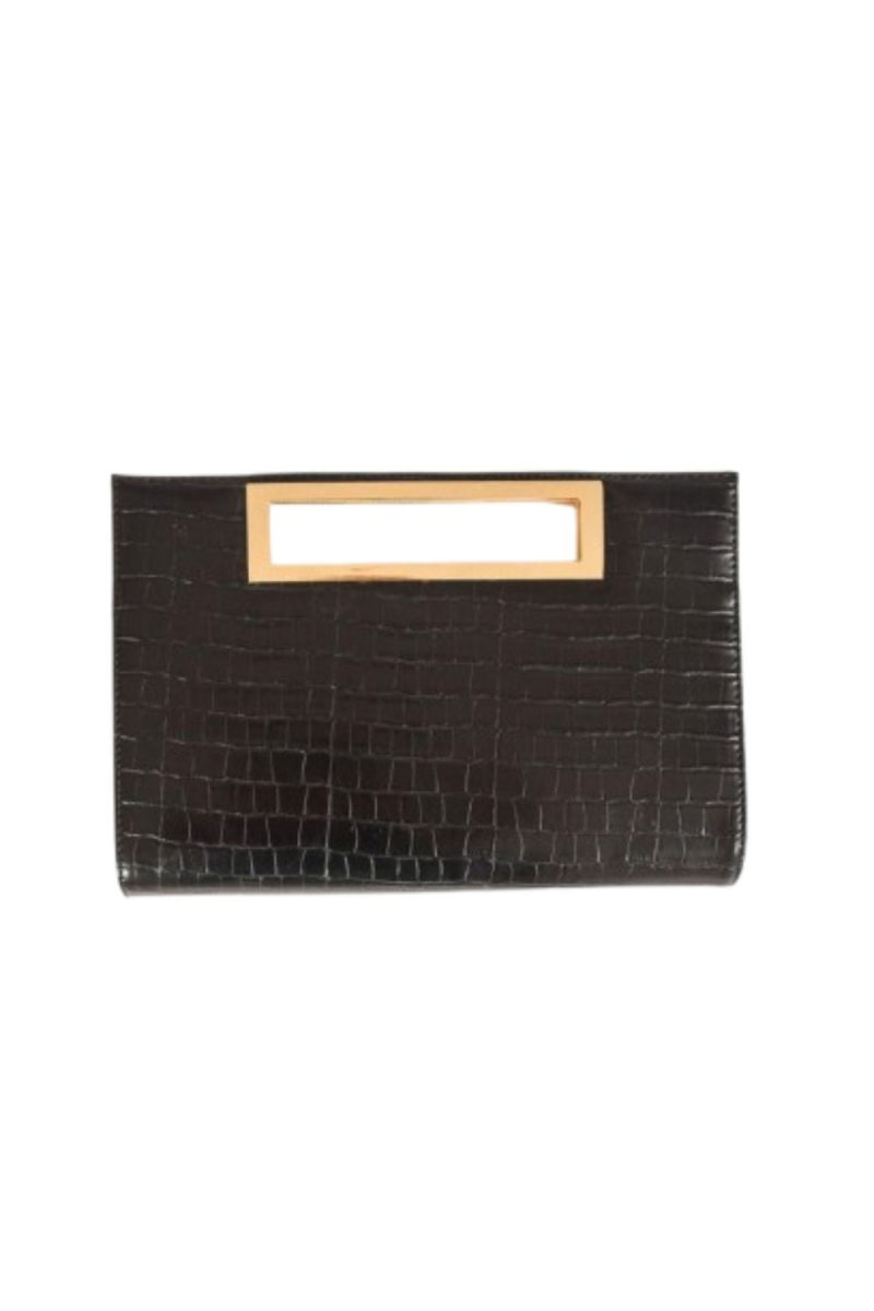 Black croc clutch