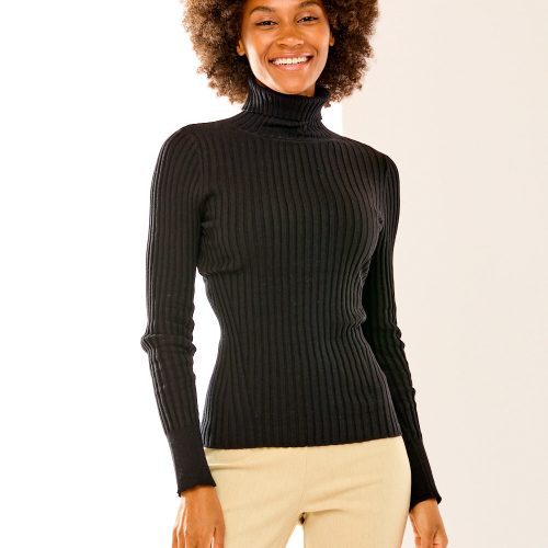 Black ribbed turtleneck