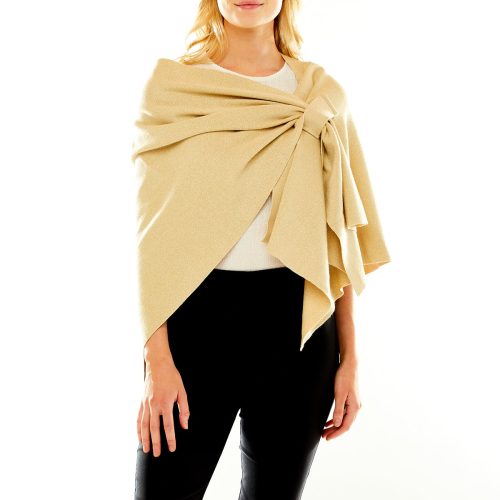 Woman in metallic gold wrap