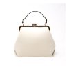 Beige leather handbag with top handle