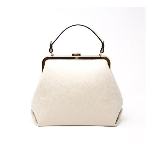 Beige leather handbag with top handle