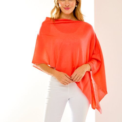 Coral cashmere ruana