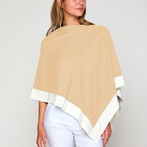 Woman in tipped poncho